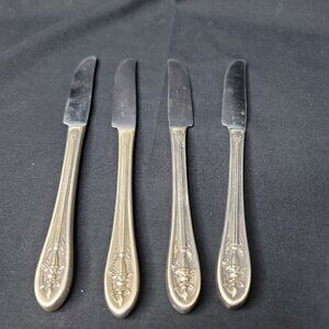 1937 HOLLYWOOD 4 Dinner Knives Luxor Plate Wallace 8.5"